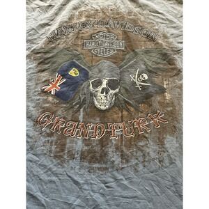 Harley Davidson Mens Medium T-Shirt Grand Turk Pirate Skull Graphic T Rare Green